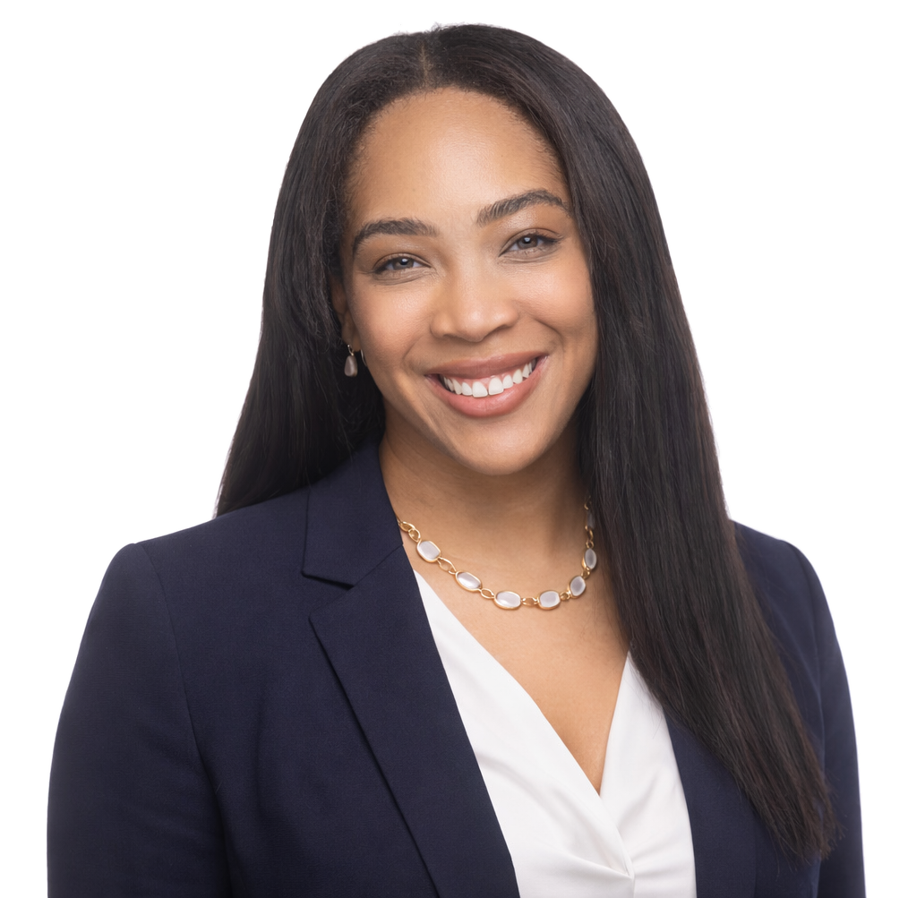 Jazmin L. Hunter, MBA, PMP, founder of J. Hunter & Co., in her original professional headshot with a new graphic background