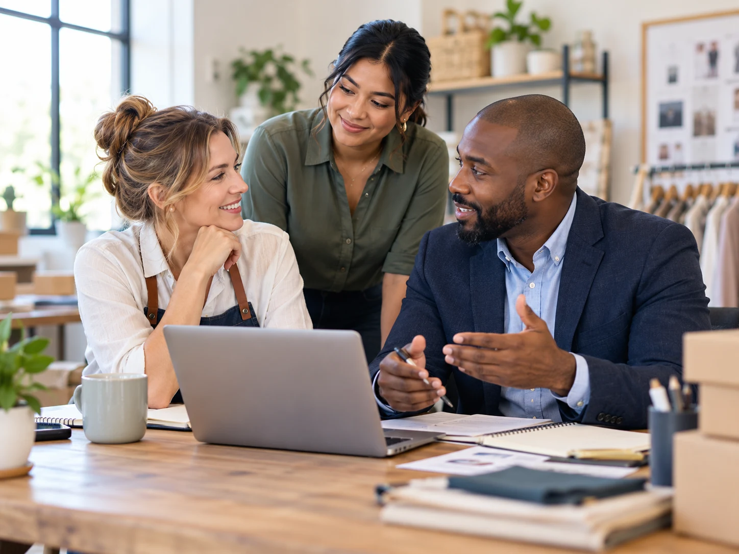 Illustrative small-business operators and advisers working together